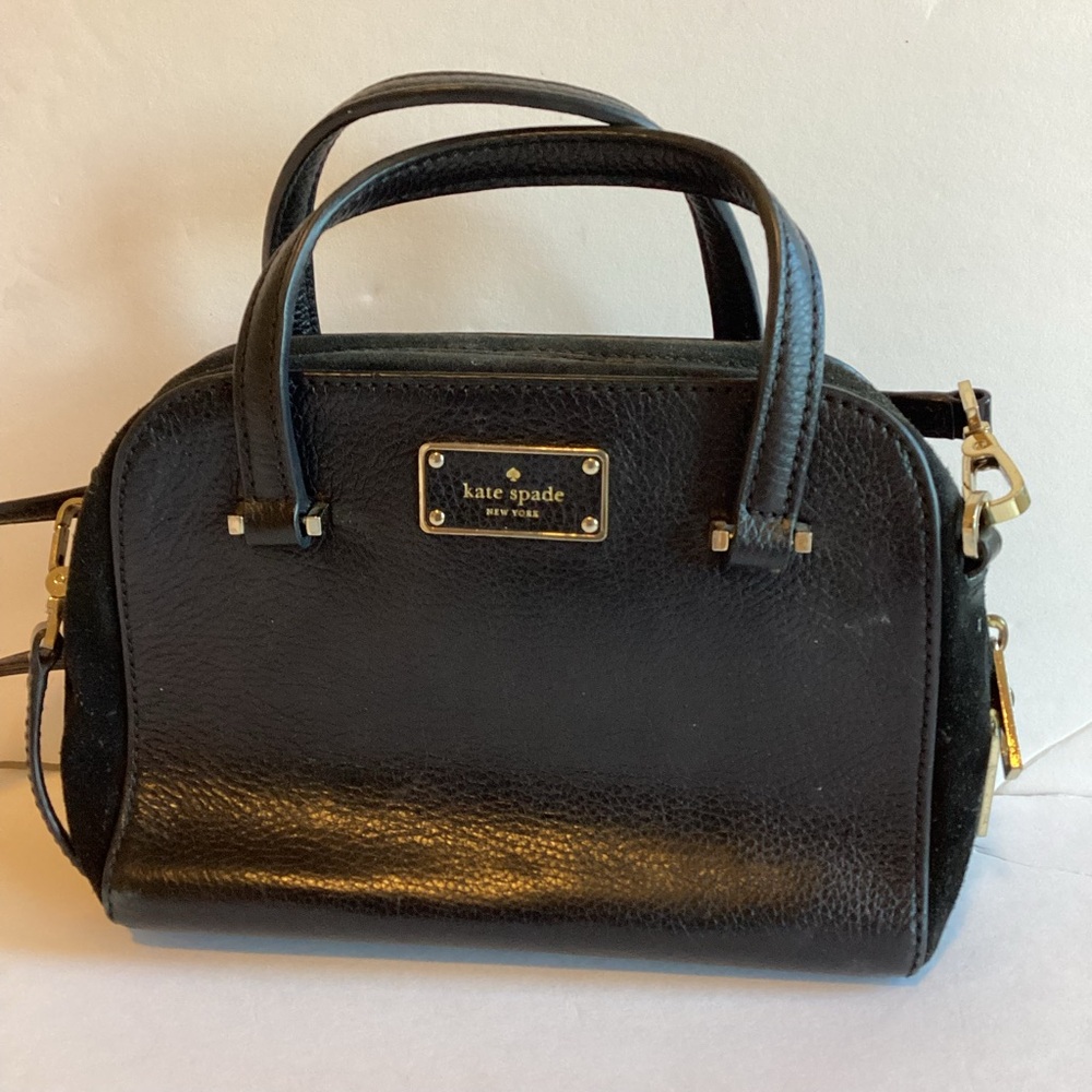 Kate Spade Kay Street Small Felix Satchel Black Pebbled Leather Suede Trim Bag